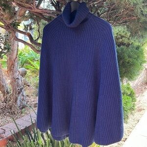 The cashmere project 100% cashmere navy‎ blue cape/poncho A0S